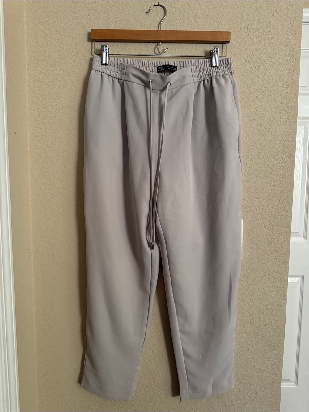 Zara Light Gray Drawstring Trousers